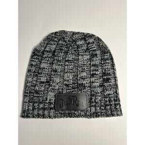 New Jelly Roll Black White Marled Knit Beanie Hat Soft Warm Cuff